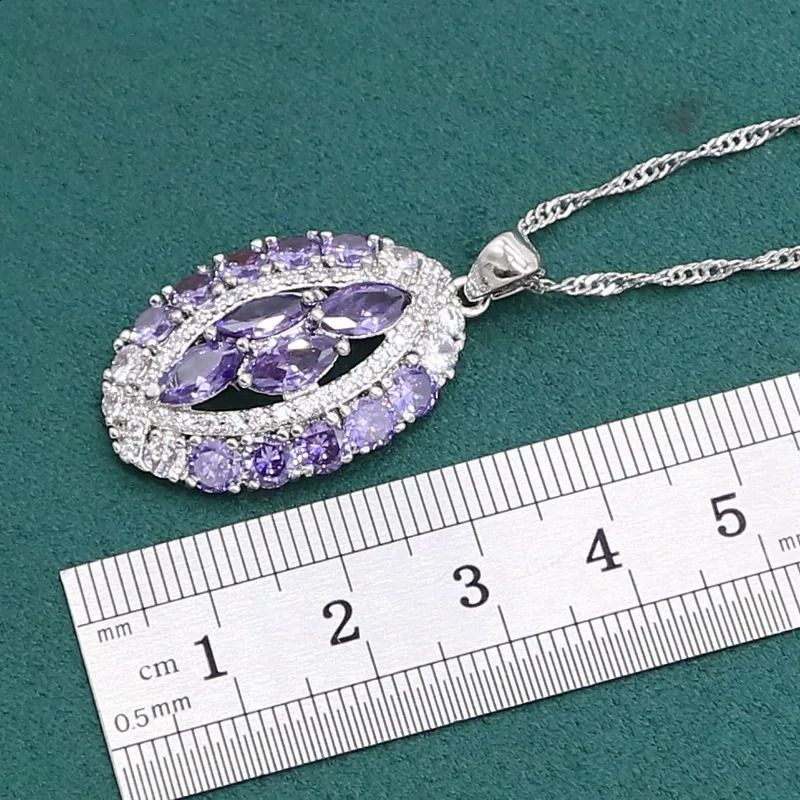purple amethyst 925 sterling silver jewelry set suitable for womens bracelets earrings necklaces pendants rings birthday gifts 240906