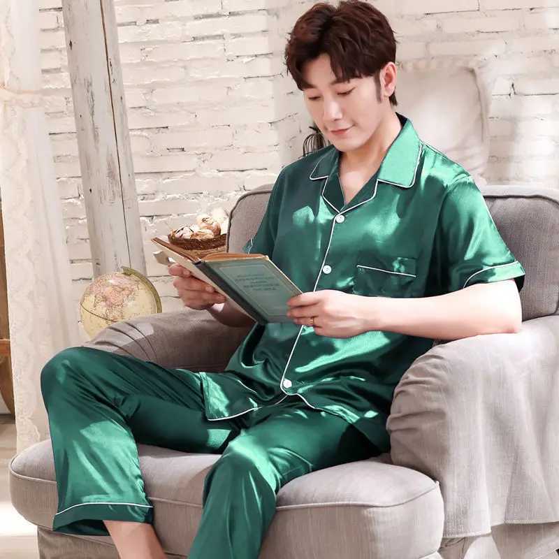 Pyjamas Suits Mens Clothing Summer Ice Silk Korea Thin Home Casual Simple Affordable High Quality Cozy Breathable Skinny Large Y240906