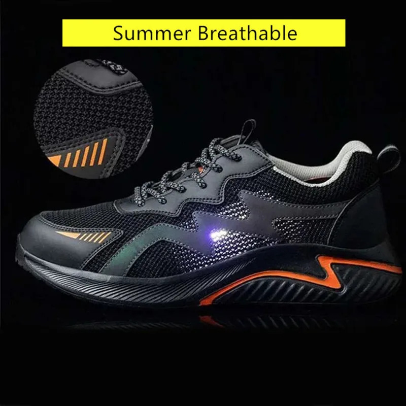 Security-Protection insulated shoes anti oil safety sneakers for work plastic toe safety shoes high reflective safety work shoes 240902
