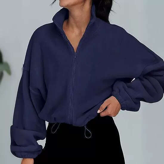 2024 Women's fleece sports with standing collar and plush zipper jacket