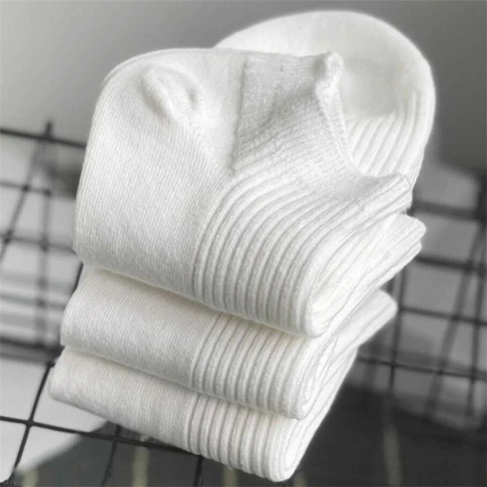 5 Pairs High Quality Double Needle Mens Womens Cotton Socks Short Tube Black/White Sports Socks Summer Invisible Ankle Meias Y240906