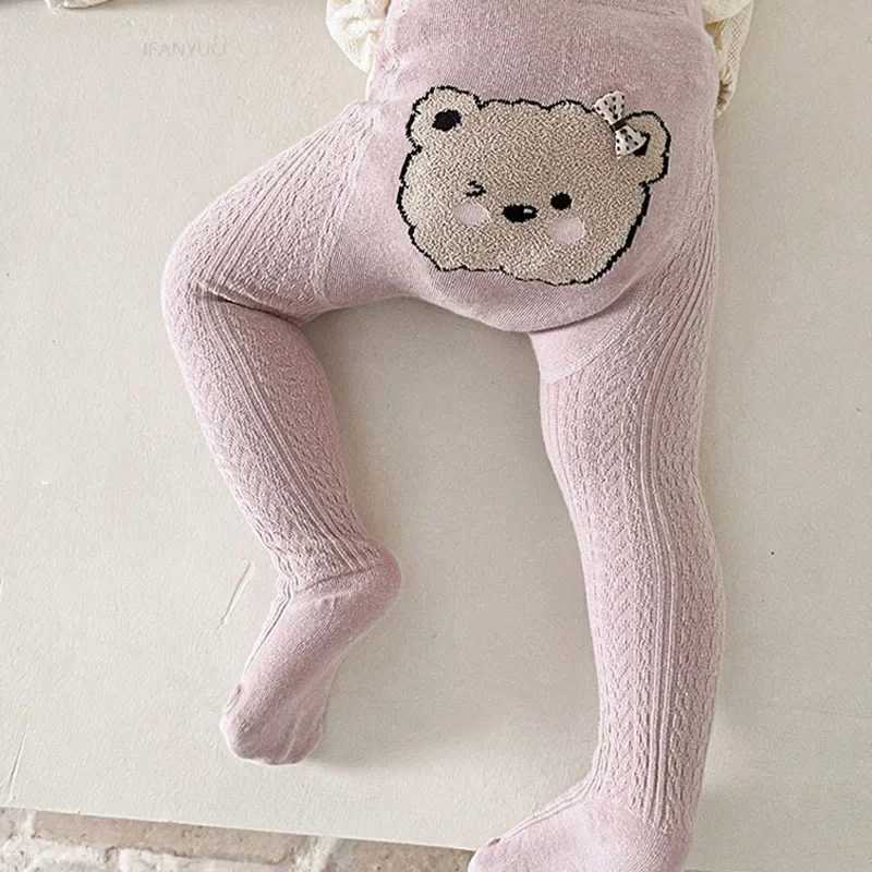 Kids Leggings Clothing Baby Cartoon Bear Head Legging 2024 Autumn New Children Trousers Cute Newborn Infant Girl Sport Pantyhose Y240906
