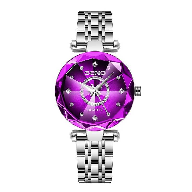 Womens Ocean Heart Light Luxury Quartz Watch Diamond Bright Multi sided Glass Womens Waterproof Watch W240902