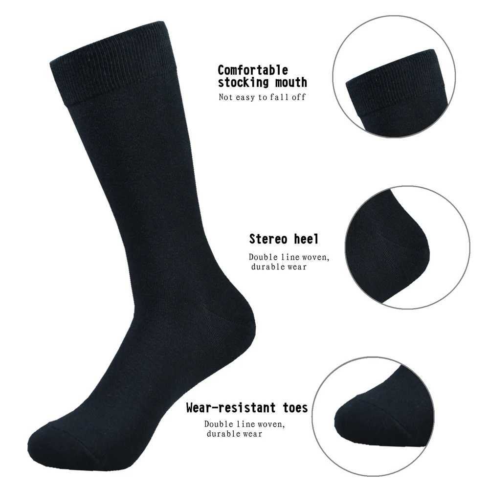 6 pairs of mens socks black cotton dress socks high-quality long autumn and winter sweat resistant odor proof calf socks W240905