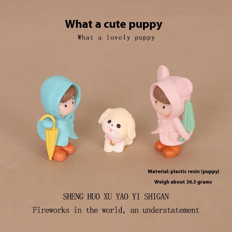 Cartoon Creative Mini Cute Dog Umbrella Girl Boy Plastic Crafts Home Decor Car Ornament