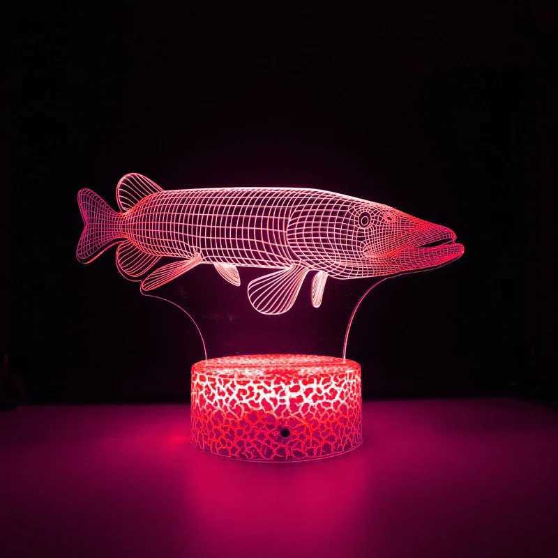 Nighdn Acrylic Fish 3D Lighting Table Light LED 7-Color Change Night Light Gift Childrens Sleep Light Bedroom Decoration W240816