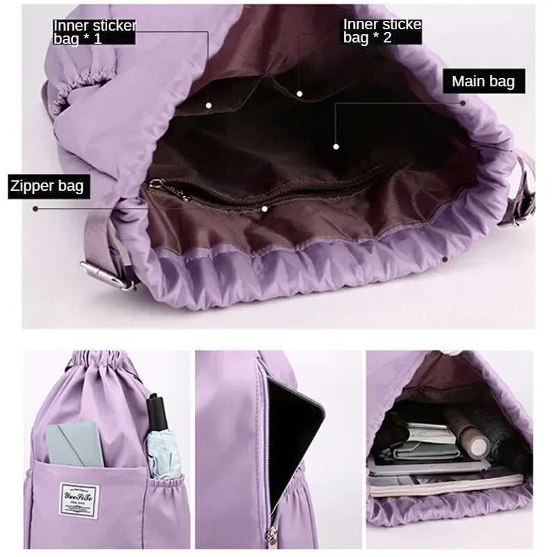 Outdoor backpack lightweight Oxford cloth shoulder bag yoga bag mens waterproof sports drawstring bag W240906