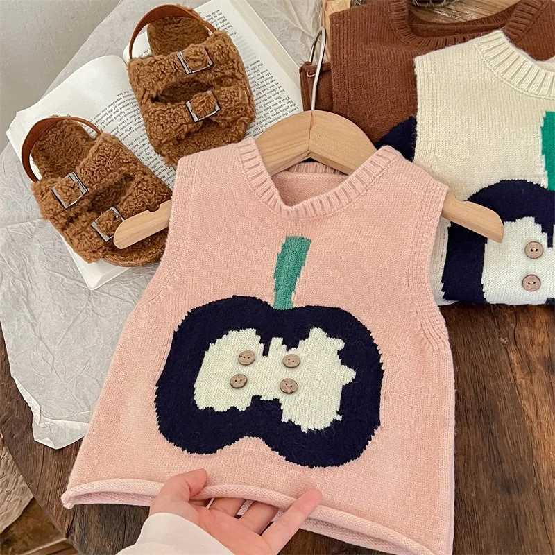 Fashion Infant Girls Kids Autumn Sweater Waistcoats Winter Warm Boys Baby Knit Vests Cute Cartoon Toddler Tops Children Clothing Y240906