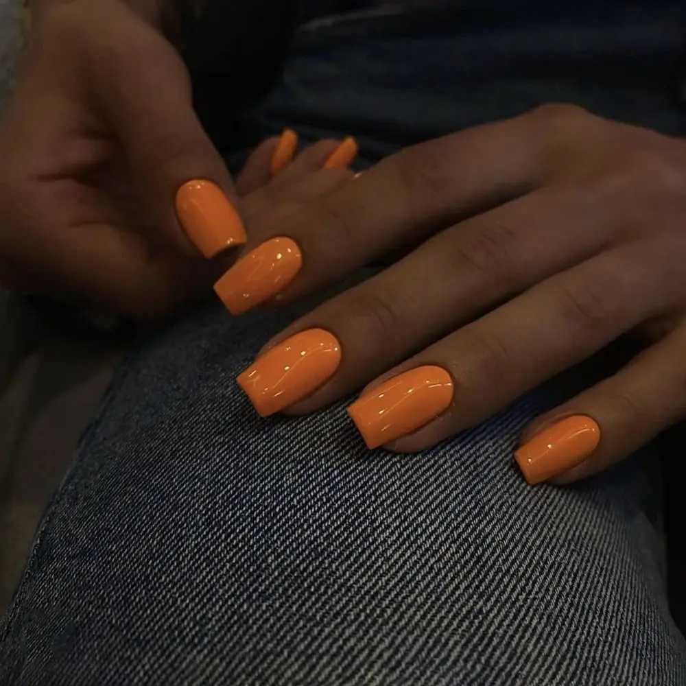 24 solid color fake nails with square heads French fake nails medium long press nails waterproof fake nails W240905