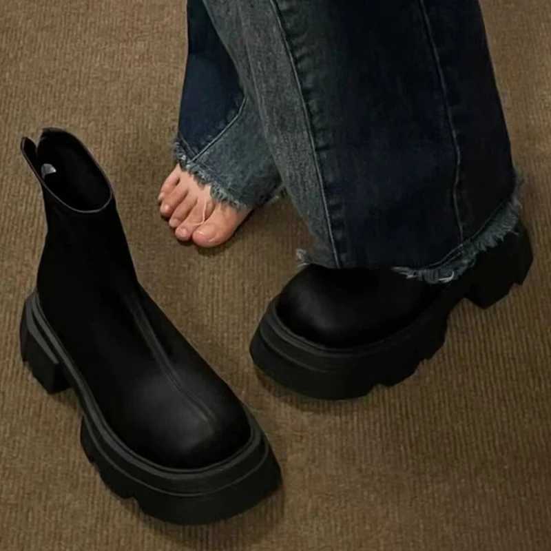 New Womens Ankle Platform Chelsea Motorcycle Boots Winter Shoes 2022 Fashion Gothic Casual Shoes Gladiator Apartment Xuebotas CL240906
