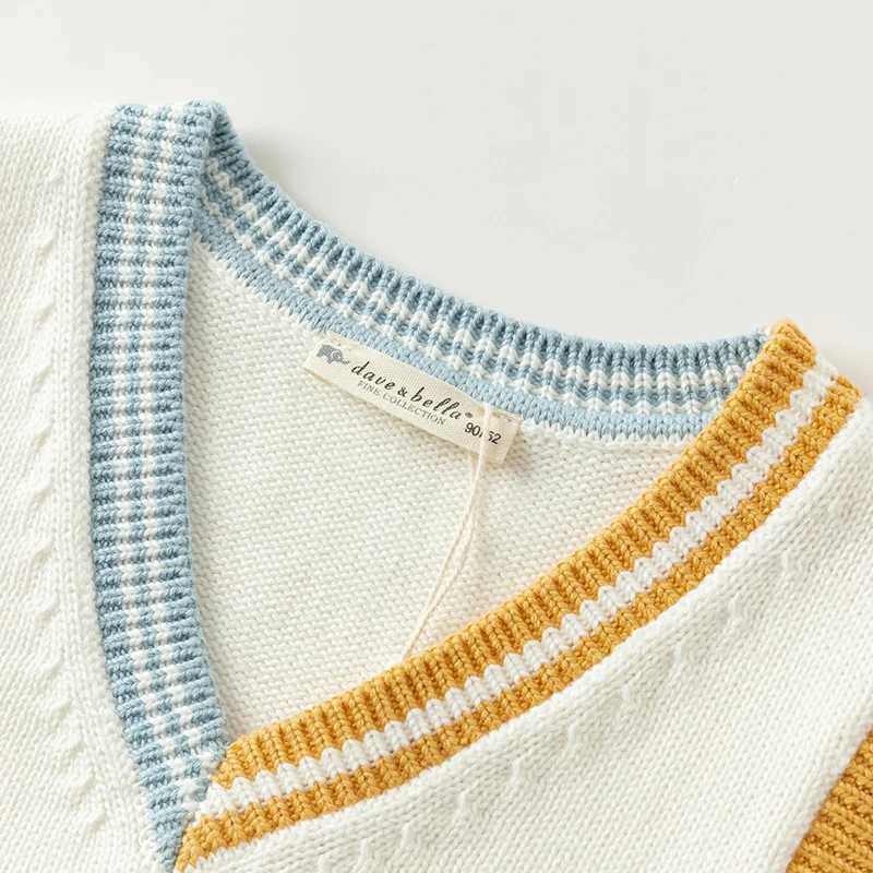 Dave Bella Kids Cotton Vests Boys Girls School Uniform Waistcoat Casual Sweater Vest V Neck Children Autumn Clothing DB3242014 Y240906