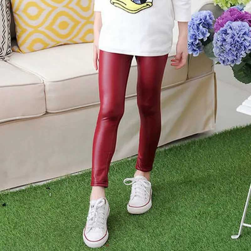 Spring Childrens Pants for Girls Fashion Faux Leather Girls Leggings Thin Kids Skinny Trousers Kids Clothing Girl Pencil Pants Y240906
