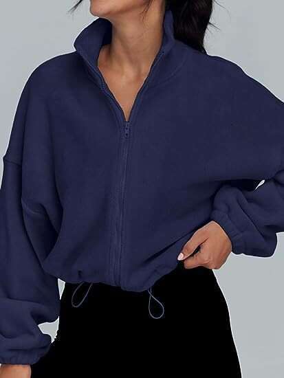 2024 Women's fleece sports with standing collar and plush zipper jacket
