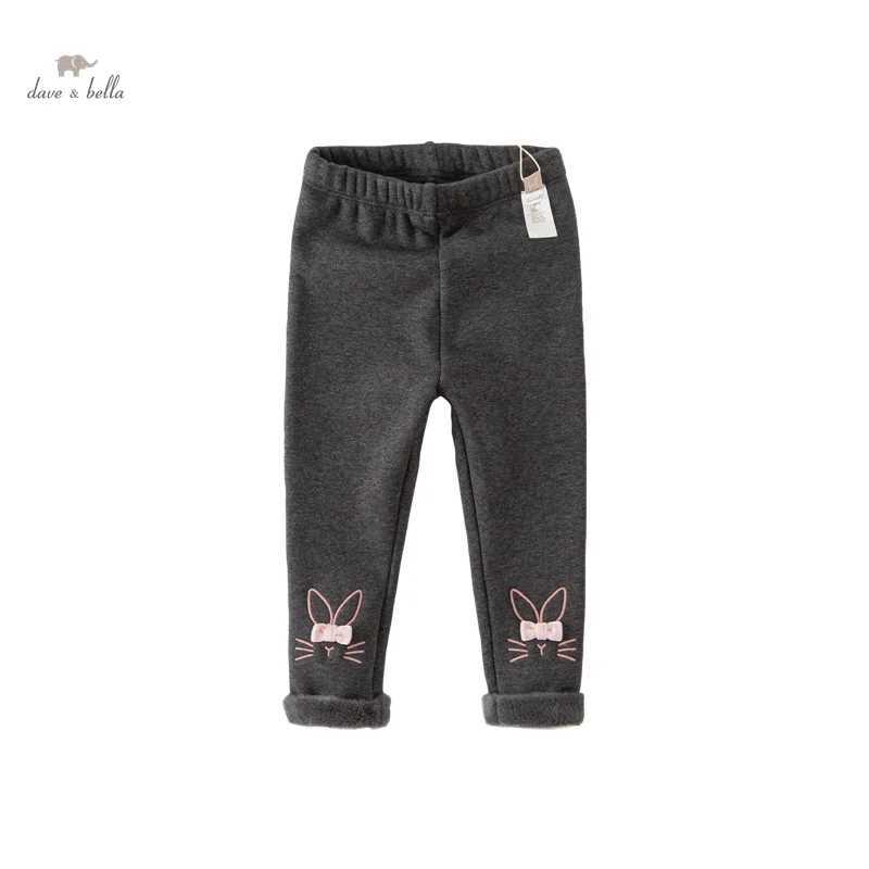 Dave Bella Childrens Plush Pants Autumn Winter Girls Casual Fashion Tight Pants Leggings Cute Sport Outdoor DB4238121 Y240906