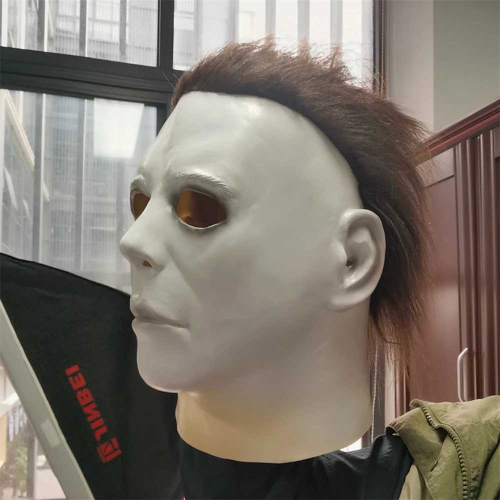 Halloween Mask Michael Myers White Latex Mask Movie Cosplay Rave Party Horror Killer Michael Myers Mask Prank Props Kids GiftsXJ240905
