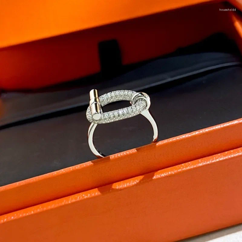 Stud Earrings European American Luxury Ring Full Diamonds Ot Link High-end Feel Carbon Large Q Ins