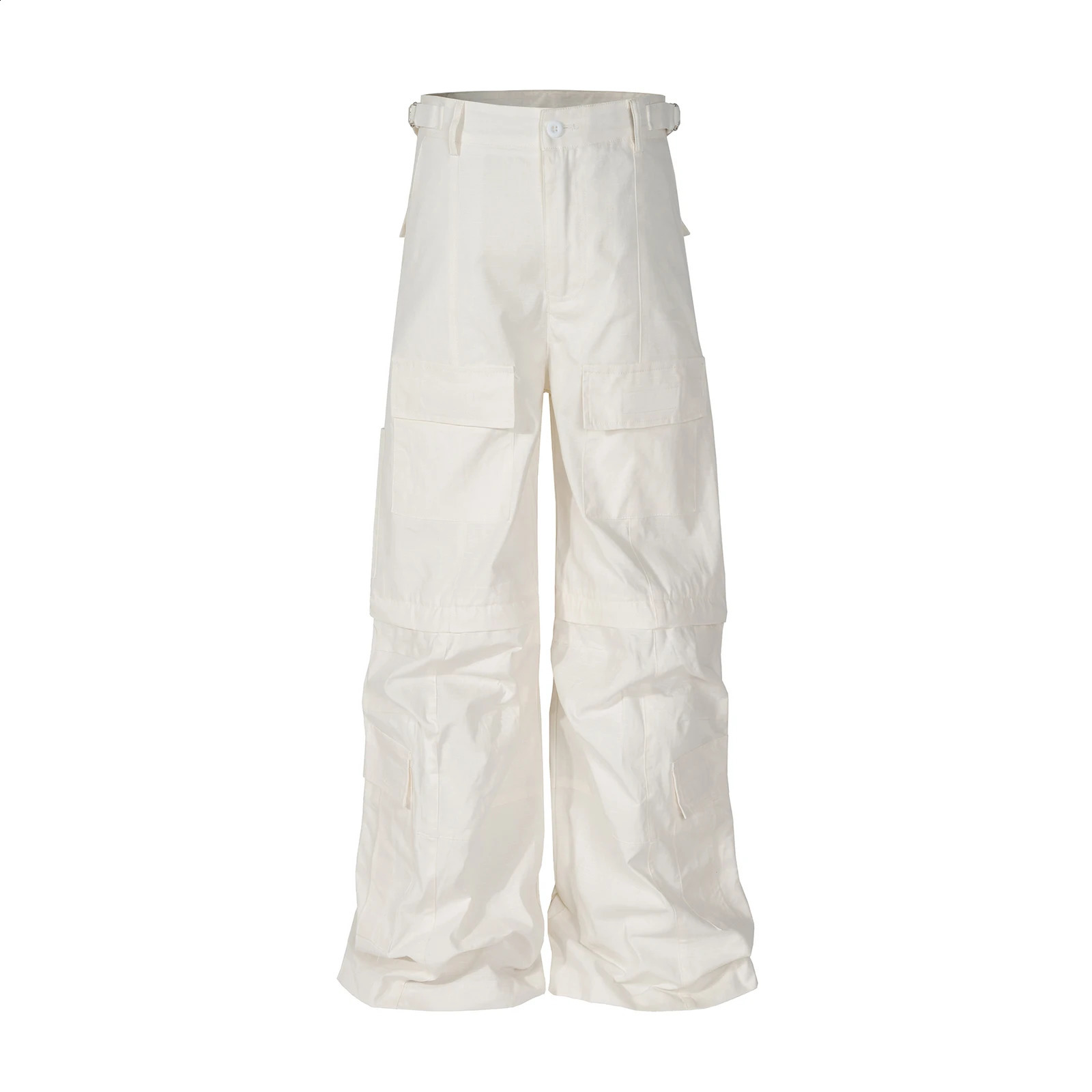 Y2k High Street Flared Cargo Multi Pocket Detachable Workwear Pants for Men and Women Solid Ropa Hombre Overalls Oversized 240904