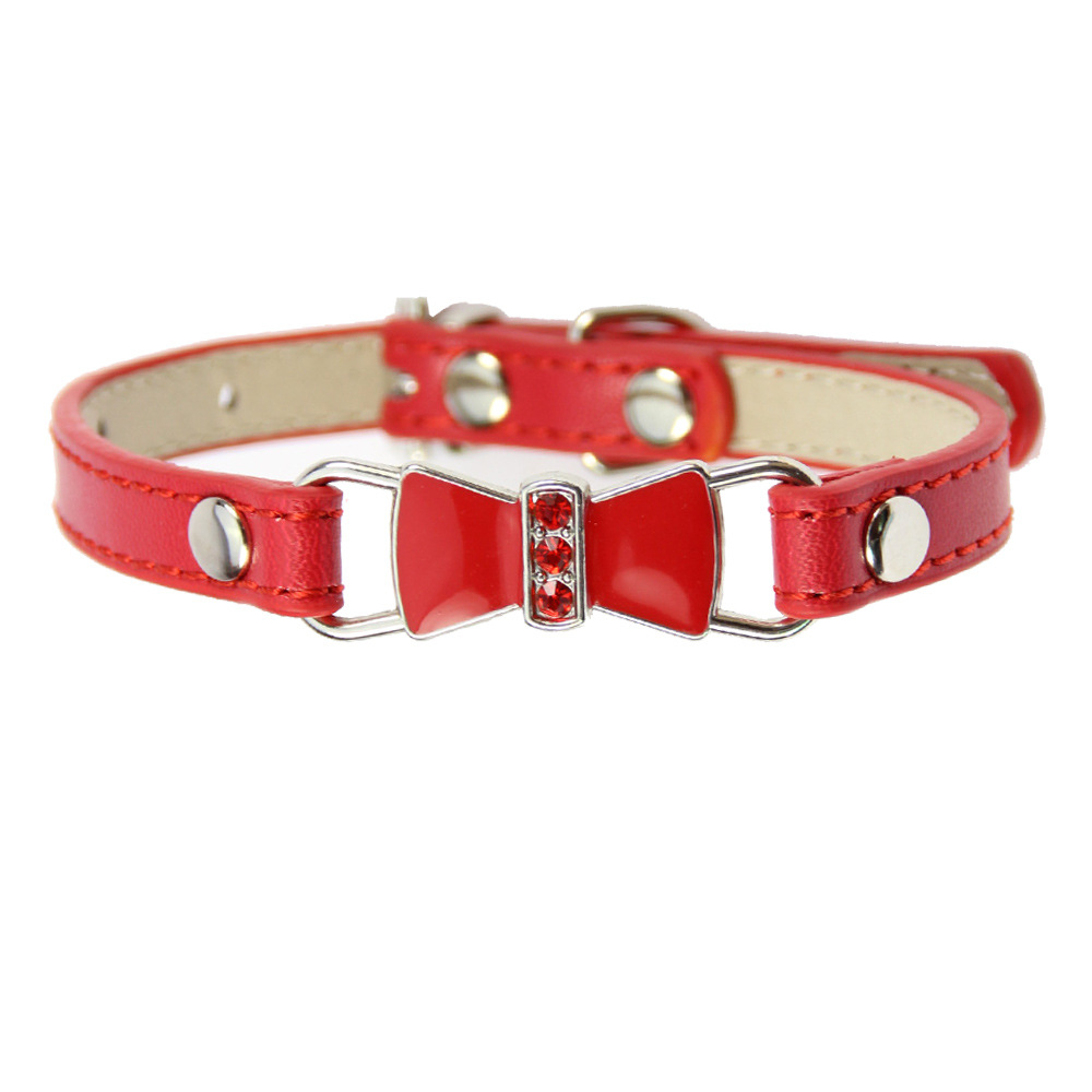 Animal Rescue Donation pet Trendy Oil Drip Diamond Pet Collar Collar Spot Pet Accessories Bow Tie PU Leather Dog Collar