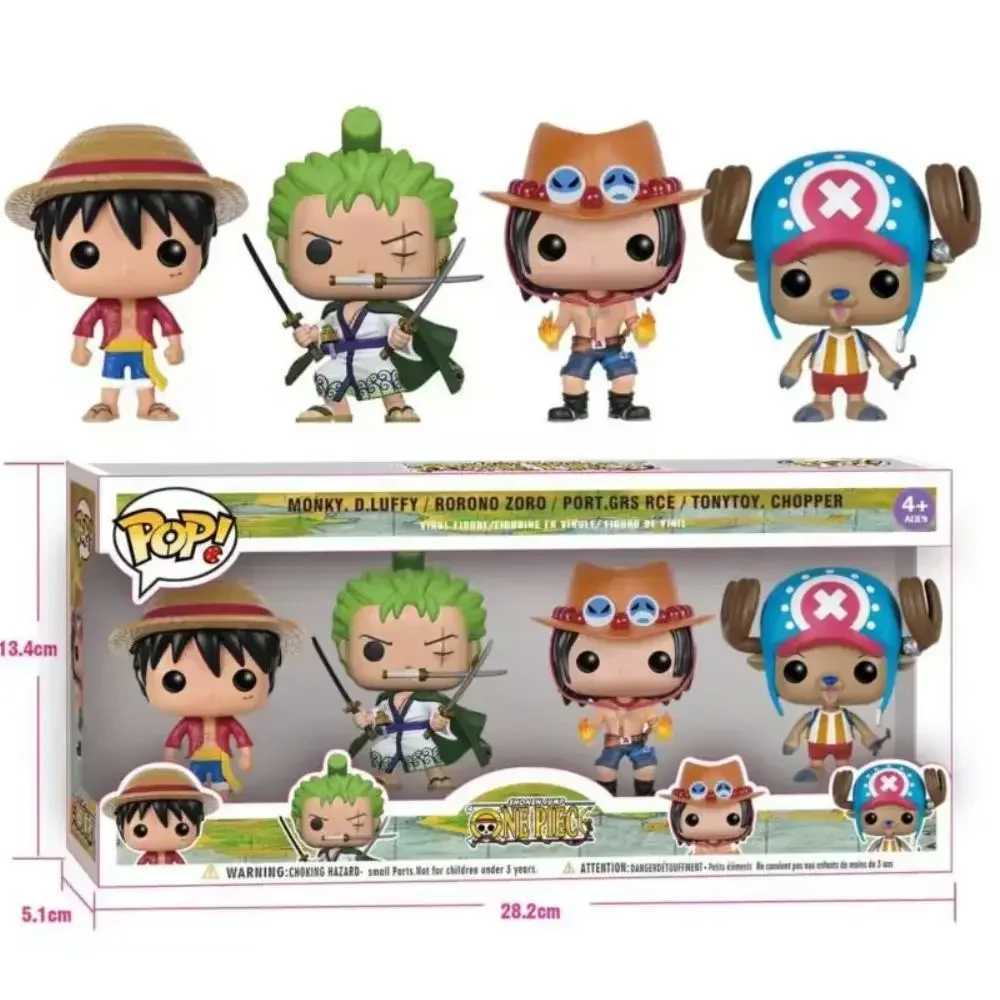 4-piece/set POP integrated pattern Luffy helicopter AISI Luo Luffytaro action pattern series Christmas gift toys W240905