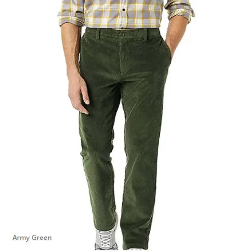 Mens AutumnWinter Corduroy Thick Pants Fashion Casual Straight Leg 240905