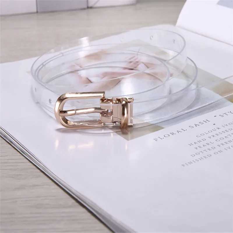 Transparent Womens Belt Laser Holographic Transparent Rainbow Transparent Pin Buckle Adjustable Waist Belt Womens Belt W240905