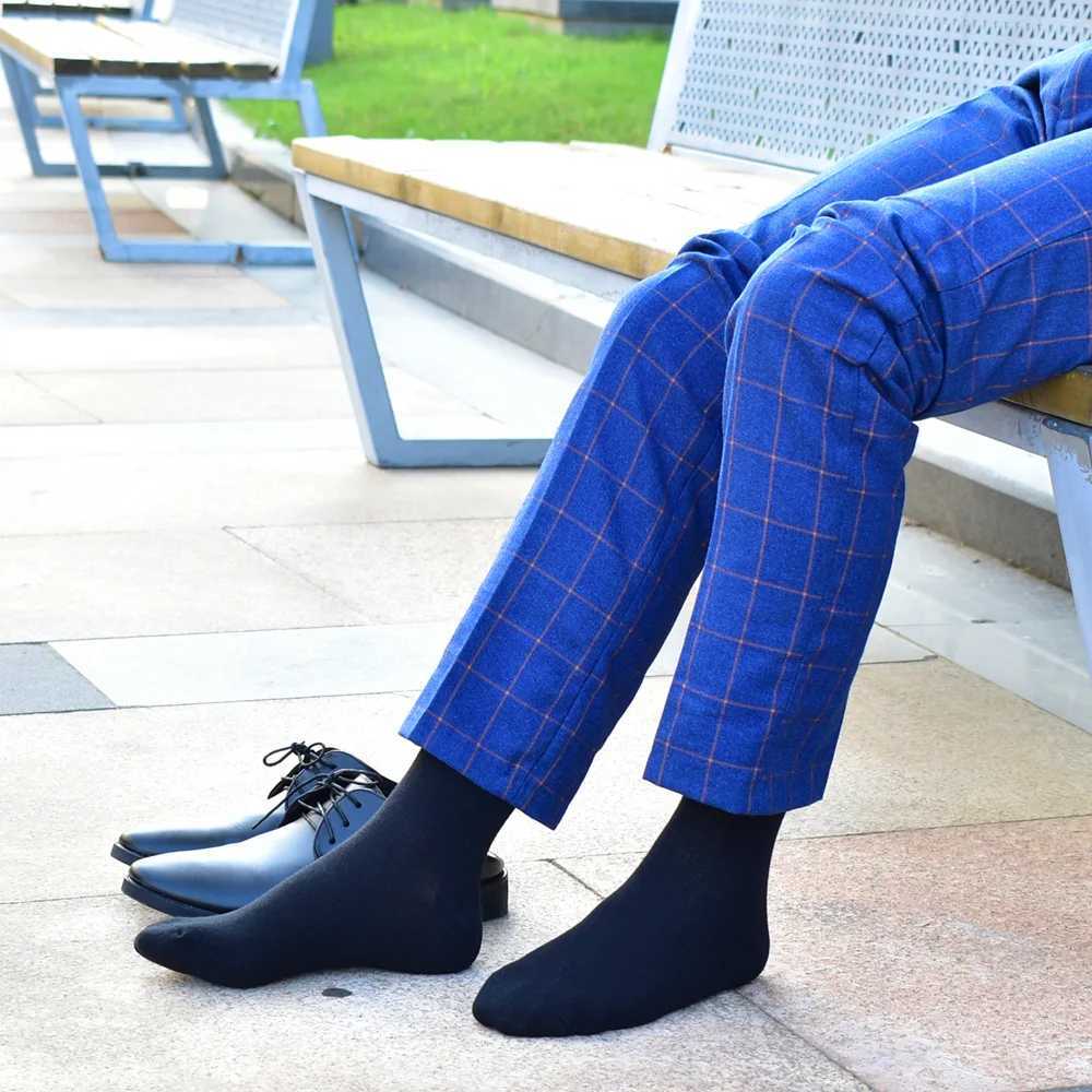 6 pairs of mens socks black cotton dress socks high-quality long autumn and winter sweat resistant odor proof calf socks W240905