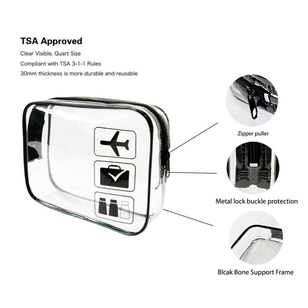 Transparent Makeup Bag with Zipper Transparent Makeup Organizer Makeup Bag for Vacation Business Travel Airport Bathroom W240905