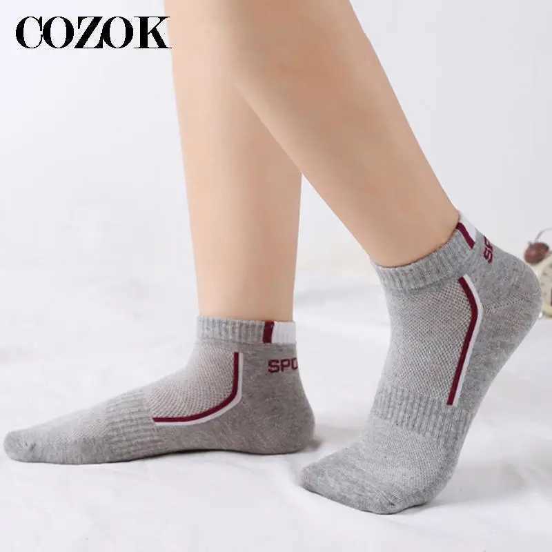 5 Pairs Plus Size38-47 Men Ankle Socks Breathable Cotton Sports Socks Mesh Casual Athletic Summer Thin Cut Short Sokken For Male Y240906