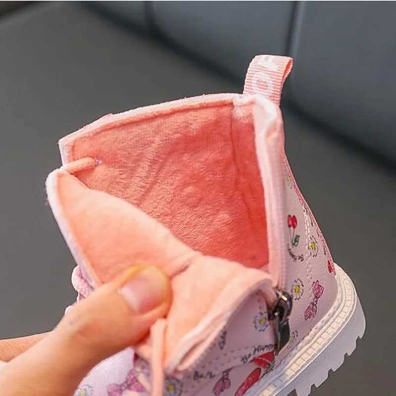 Rubber Boots For Children Waterproof Leather Kids Snow Boots Winter Girl Fashion Booties M240906