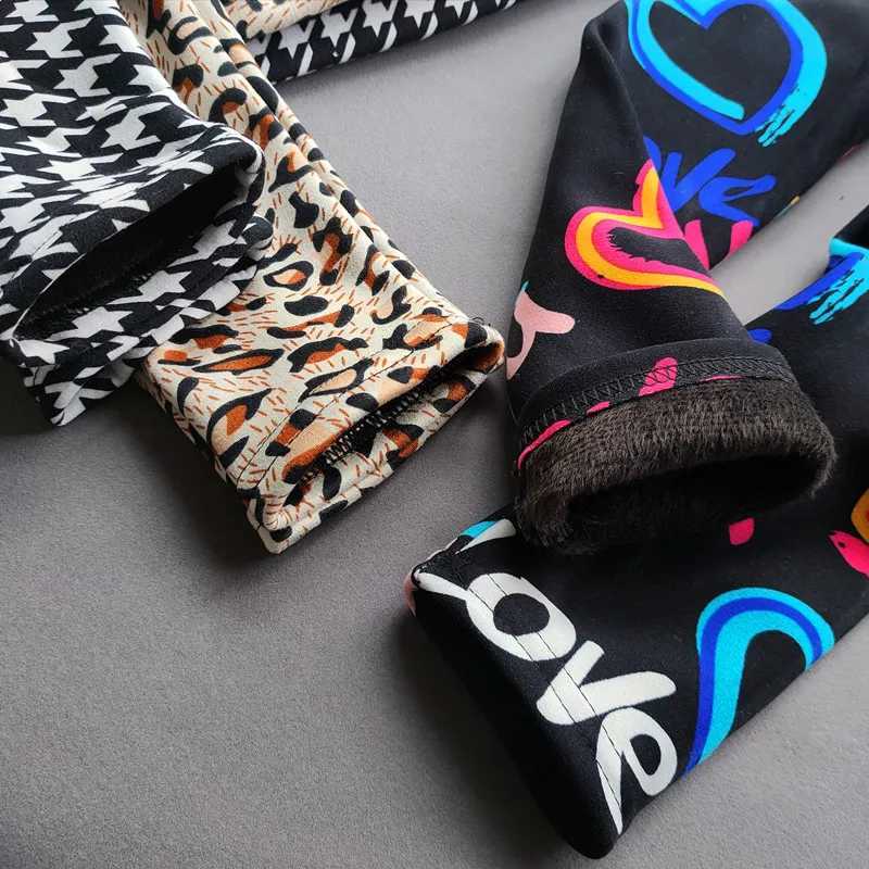 Spring Autumn Girls Pants Winte Baby Girls Thin Fleece Leggings Sweet Retro Camouflage Floral Slim Trousers Children Clothing Y240906