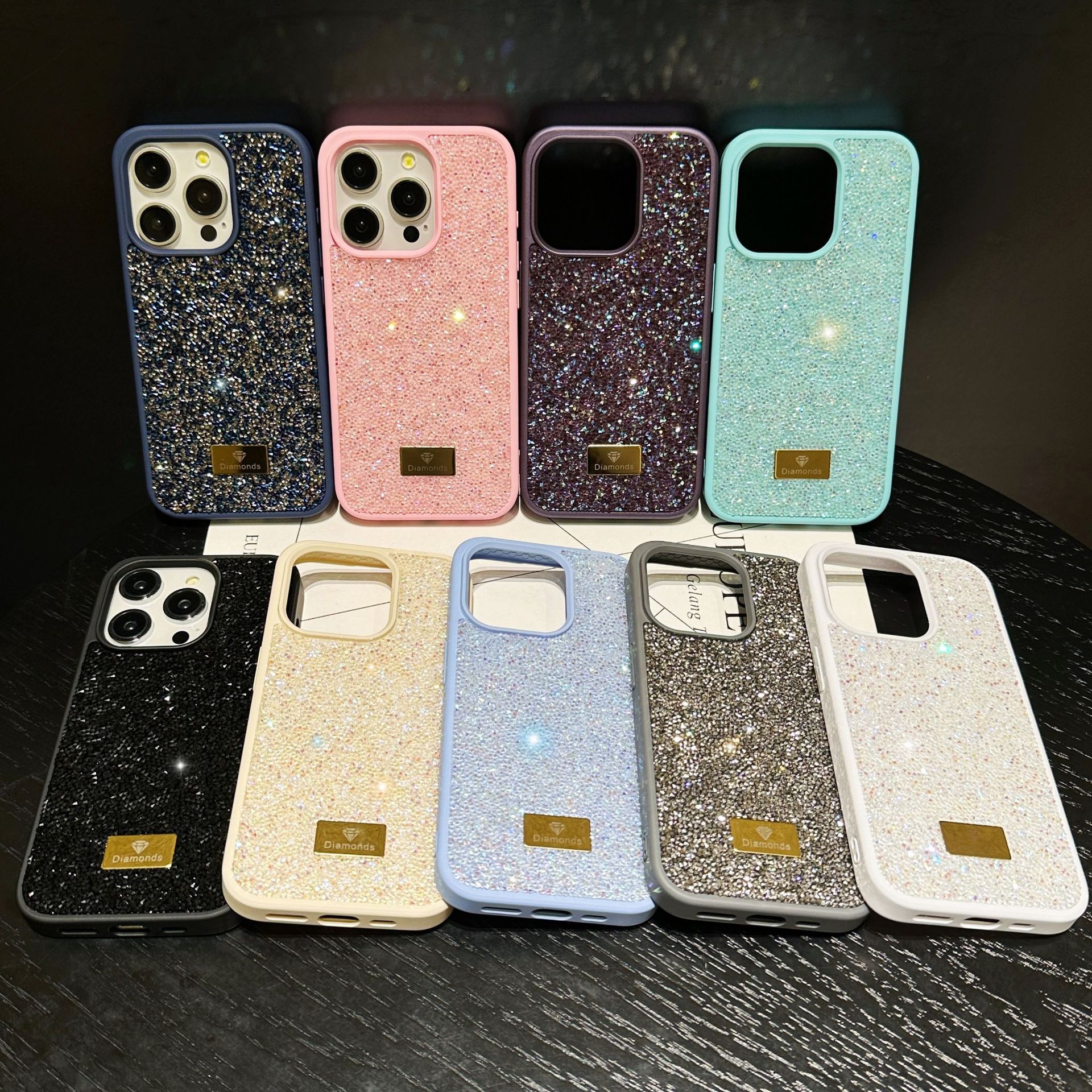 Luxury Fashion INS Dazzling Full Covered Zircon Macaroon Color Bling Glitter Diamond Case For iPhone 17 Air 16e 16 15 14 13 12 11 Pro Max Samsung S22 