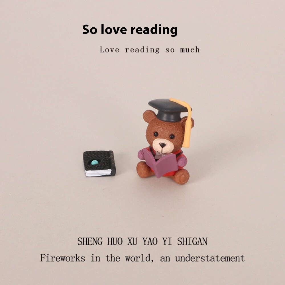 Mini Cute Bear Doctor Learning Creative Resin Crafts Ins Micro Landscape Office Desktop Ornament OB1