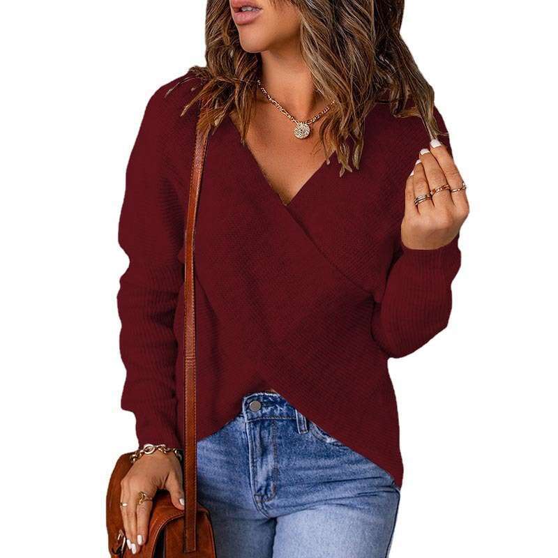 2024 autumn and winter fashion new women's cross knit sweater