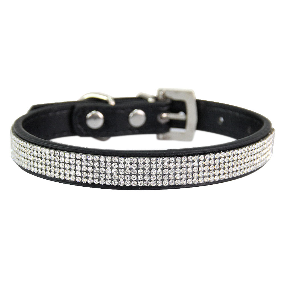 Pet cat collar dog collar shiny leather diamond collar adjustable suitable for wearing by various types of pets