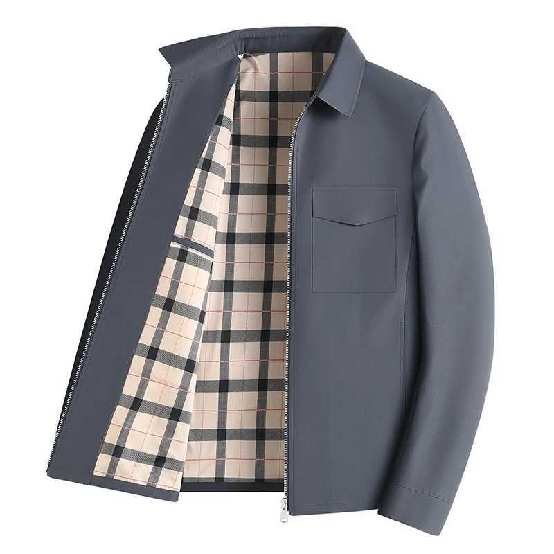 Autumn New Mens Fashion Slim-fit British Style Zipper Solid Color Business Leisure Solid Color Middle-aged and Elderly Jacket Y240906