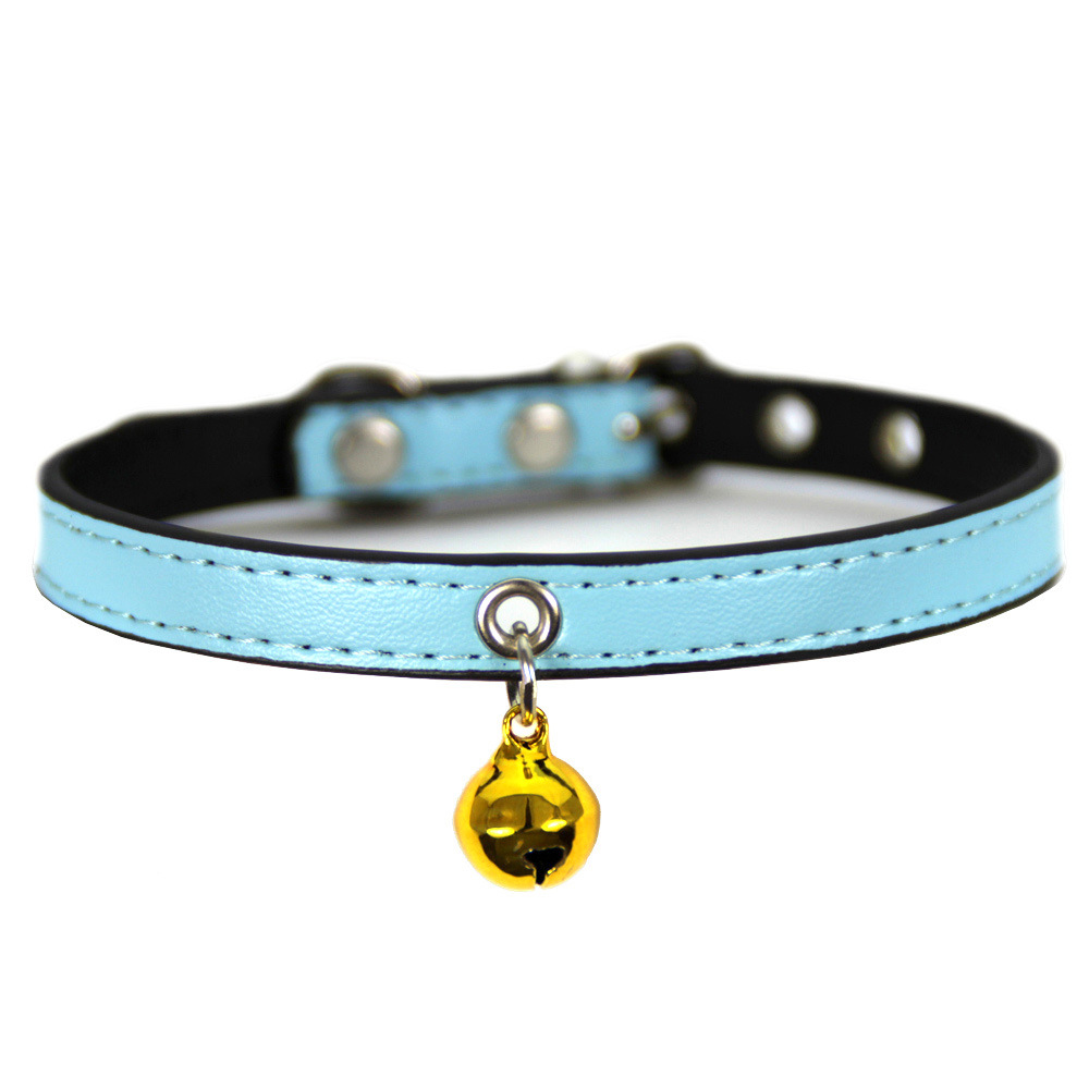 Pet collar new item in stock wholesale pet collar PU black base cat collar bell Durable Pet Accessory for Cats