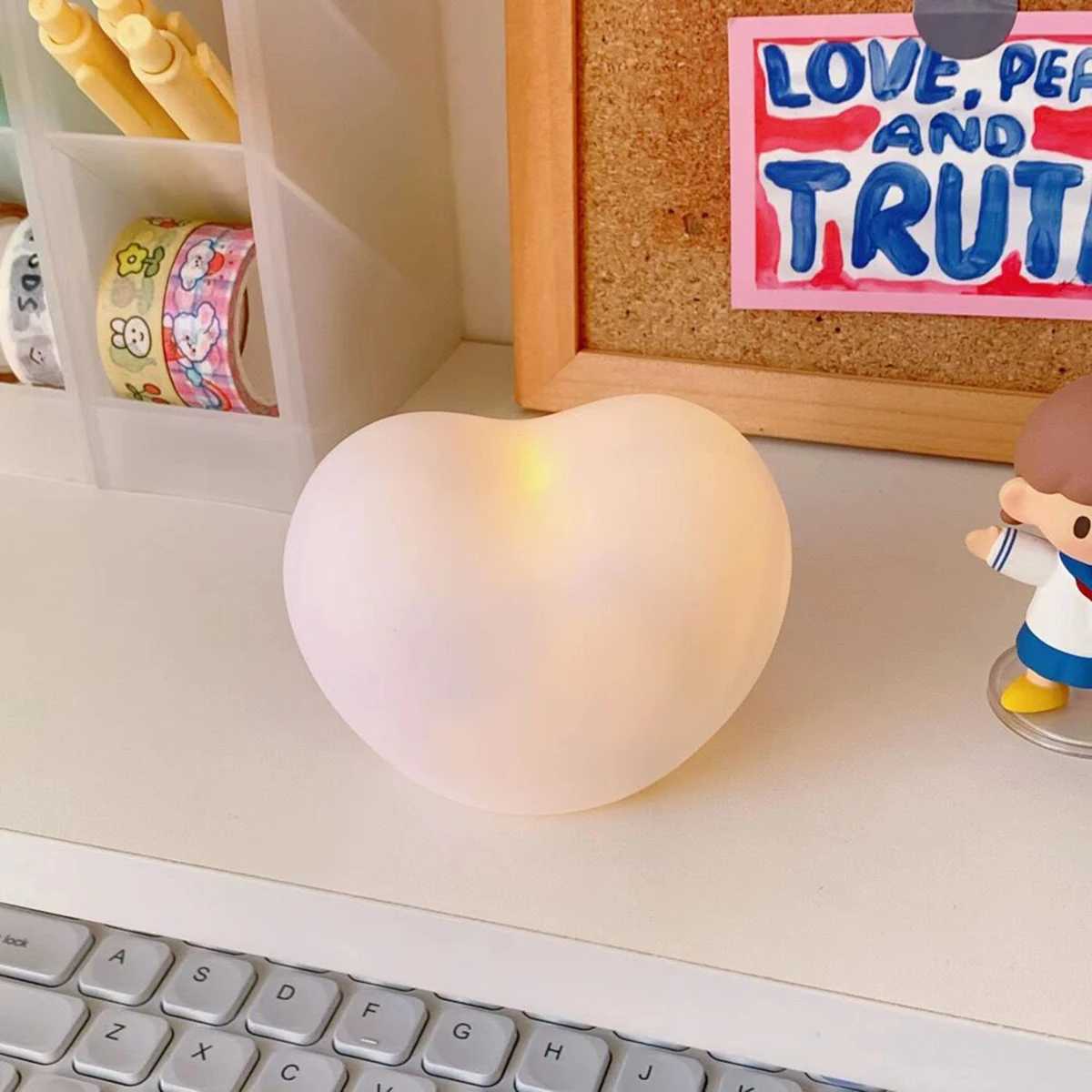 Love Night Light Atmosphere Light Girl Heart Bedside Bedroom Sleep Light Soft Night Light Desktop Decoration W240816