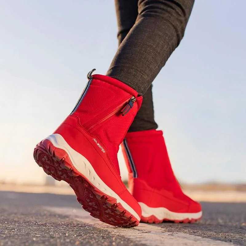 Winter Kids Hiking Boots Couple Snow Boots Plush Warm Cotton Shoes Side Zipper Outdoor Casual Parent-child Snowboots Size 32-45 M240906