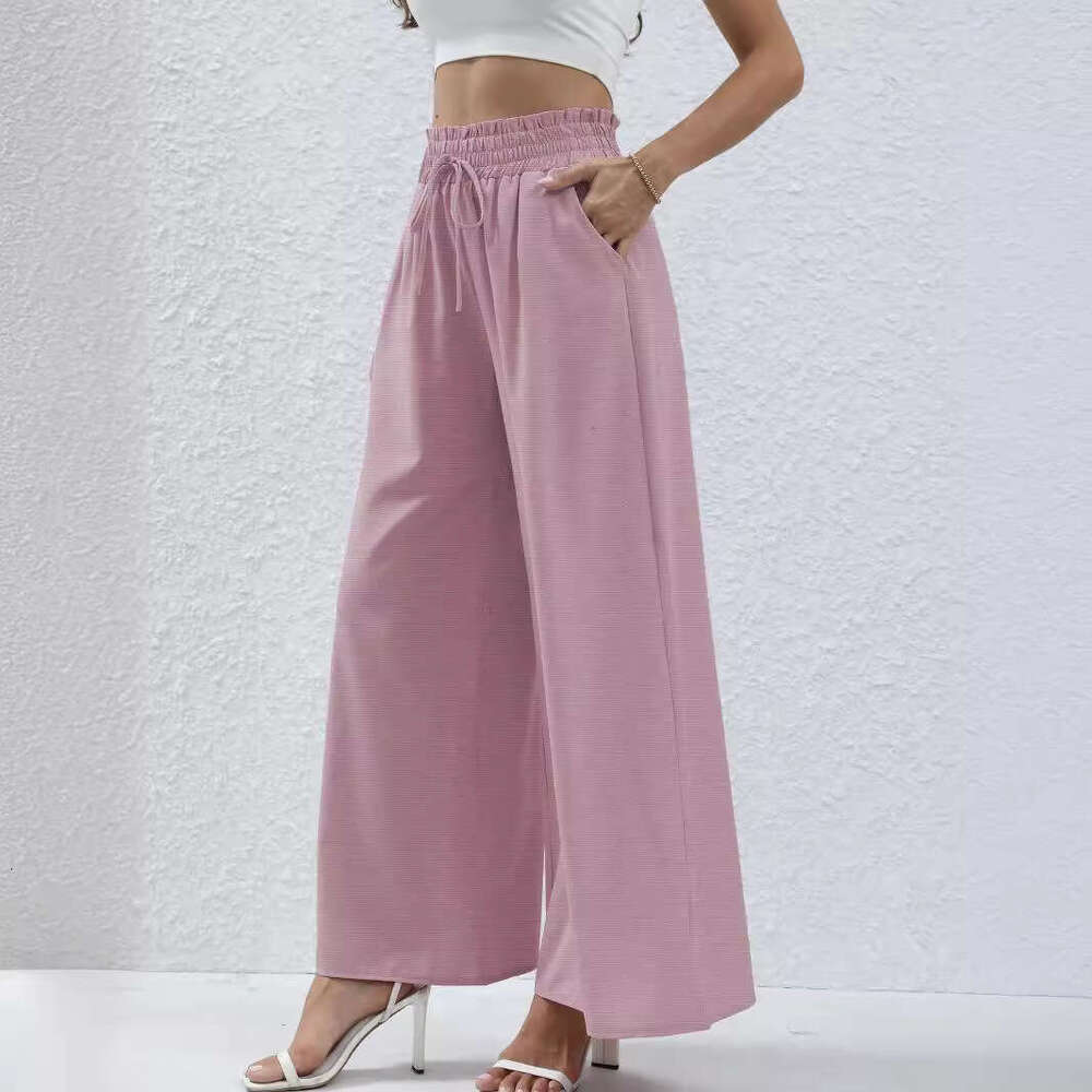 Fashionable for women in spring 2024, new high waisted casual pocket lace up pants