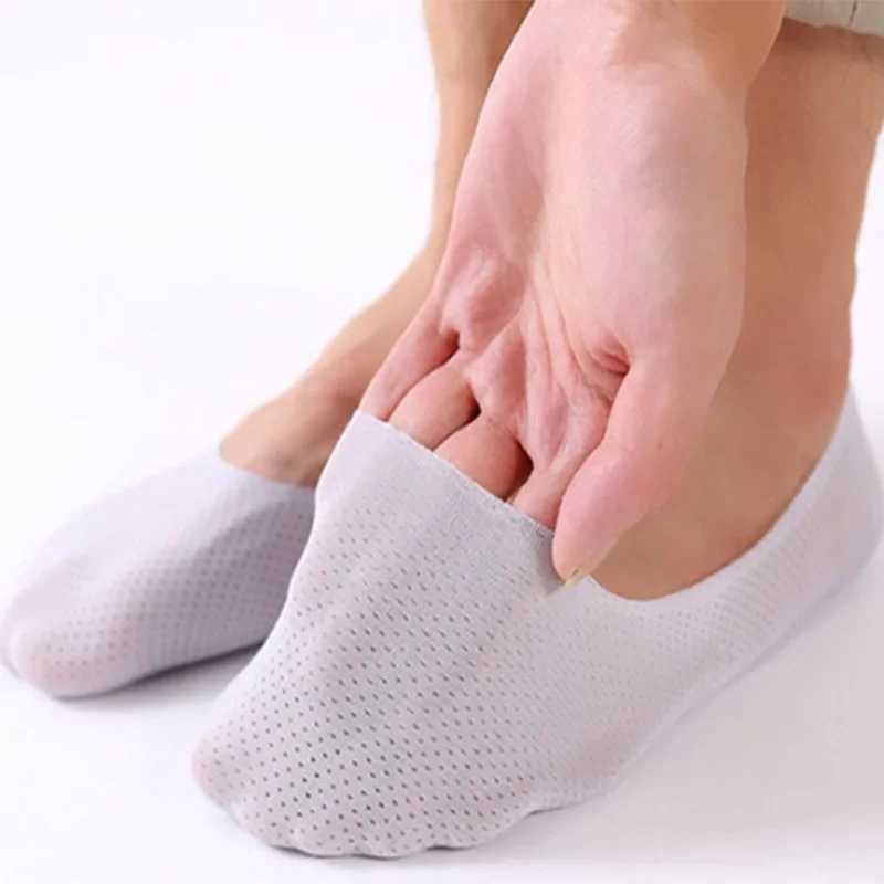 Summer Men Womens Mesh Invisible Socks Slippers No Show Thin Invisible Ice Silk Short Socks Ankle Breathable Boat Socks Y240906