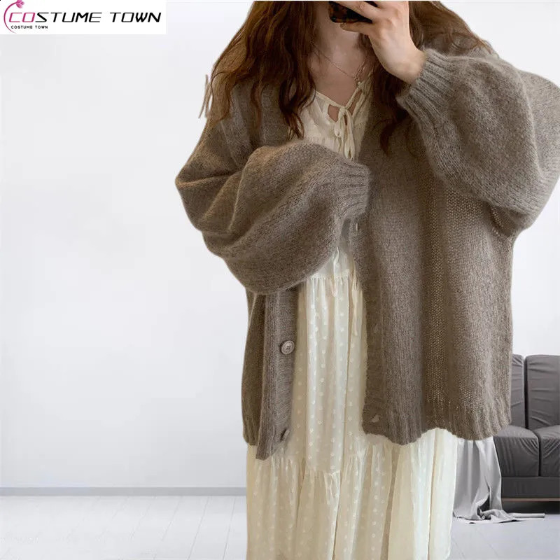 Spring and Autumn Knitted Cardigan Coat Womens Korean Loose Sweater Short Elegant Top 240905