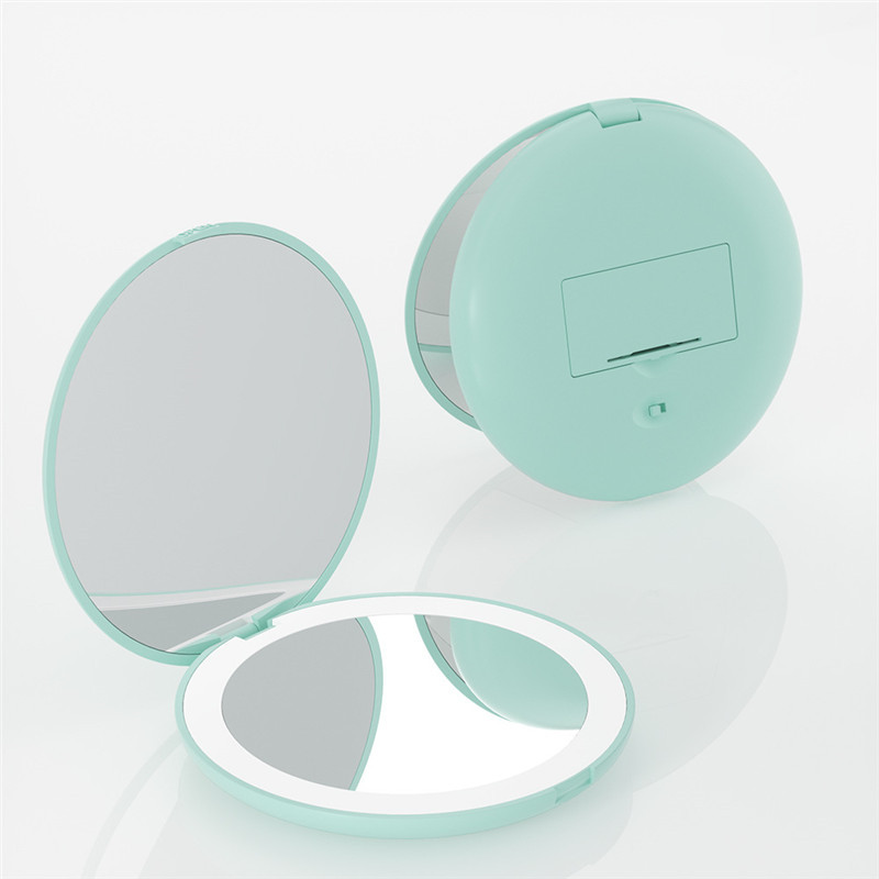 Compact Mirror With Light, 1x/10x Magnification Travel Makeup Mirror, Handheld 2-sided Mirror, Compact Mirror For Purses Espejo Compacto Con Luz