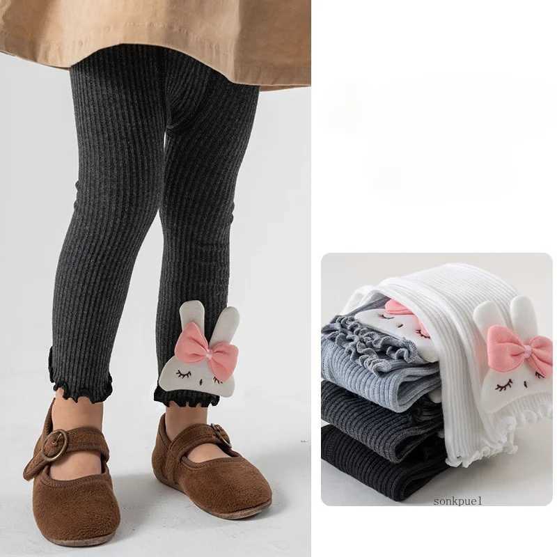 2024 New Autumn Baby Girls Bunny Solid Color Skinny Pants Kids Leggings Infant Trousers Y240906