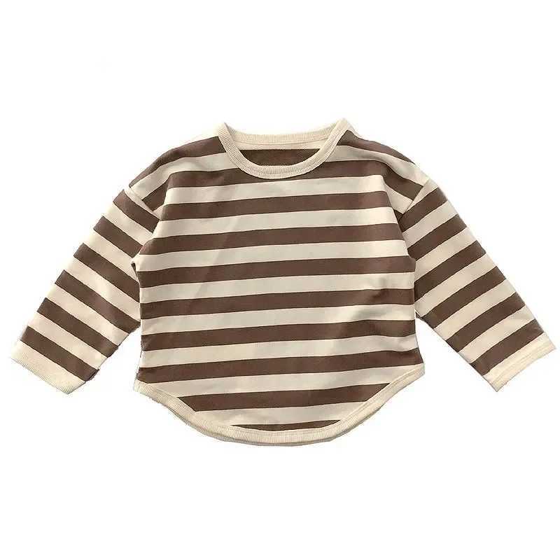 Autumn Kids Striped Long Sleeves T-shirt Toddler Girl Loose Bottoming Shirt Boy Baby Casual Tops Fashion Children Cotton Tees Y240906