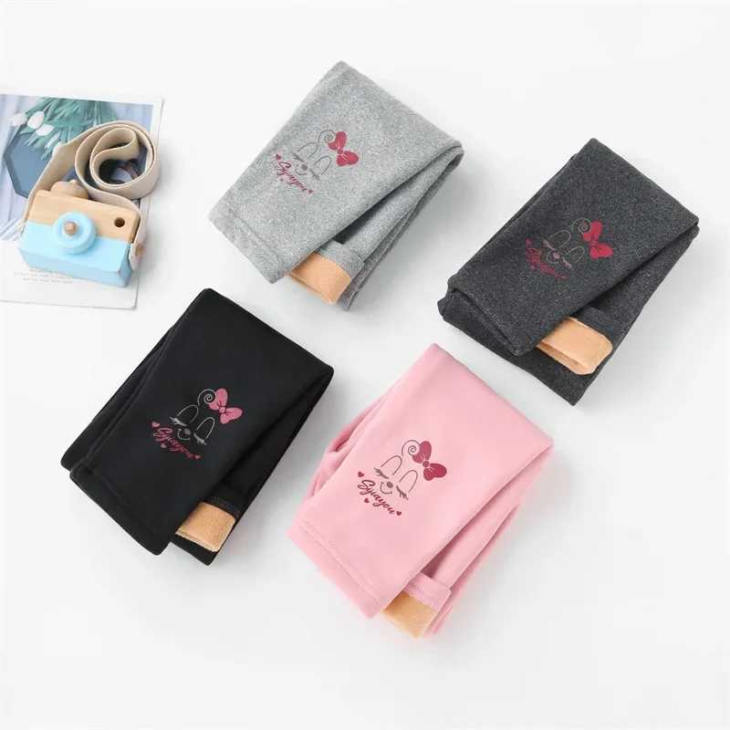 Autumn and Winter Toddler Girls Plush Leggings Winter Children Cartoon Jacket Thermal Pants Girls Elastic Jumpsuit Y240906