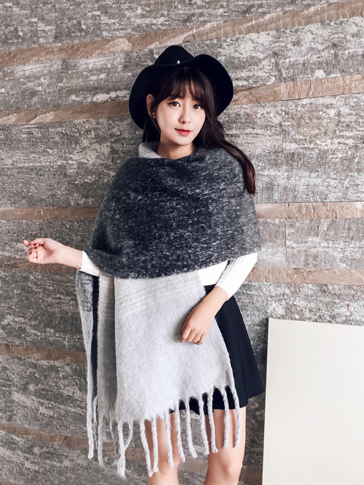 Free delivery womens knitted winter vintage plaid scarf imitation cashmere Pashmina warm scarf Pareo Foulard unprinted good package shawl 240923
