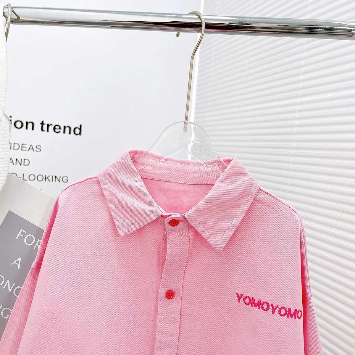 Girls Spring and Autumn Shirts Girls Pink Middle and Big Childrens Clothing Western Style Shirt Coat Spring Fashion 8 Ye Y240906