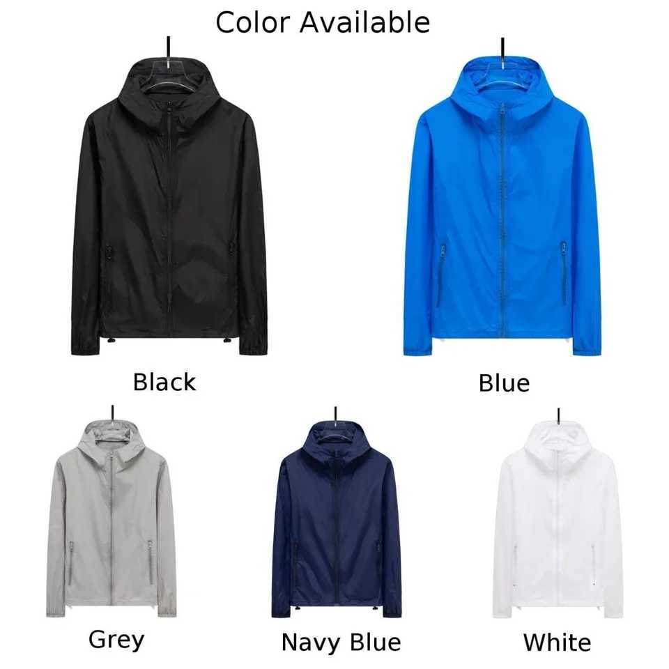 Men Waterproof Jacket Hooded Sport Coat Unisex Outwear Lightweight Windbreaker Y240906