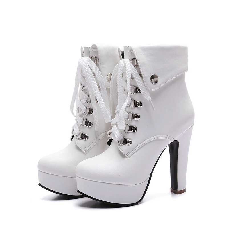 Fashionable womens short boots super high heels platform thick high heels river size ankle boots CL240906