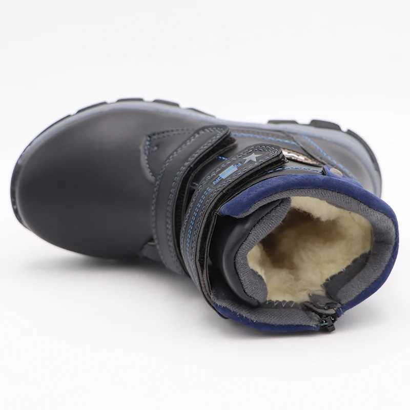 Children Boots Autumn And Winter Leather Boys Shoe Fashion In The Calf Snow Boots Wool Plush Warm Waterproof Kids Martin Boots M240906